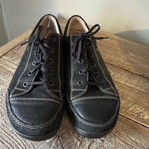 Finn Comfort Womens Soho Sneakers EU 39 US 8 Black Minipoint Nappa Leather Shoes